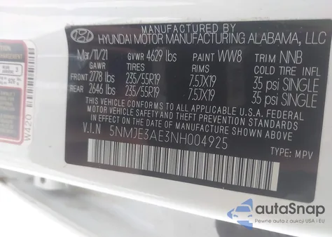 2022 Hyundai Tucson Limited z USA, uszkodzony, nr VIN 5NMJE3AE3NH004925